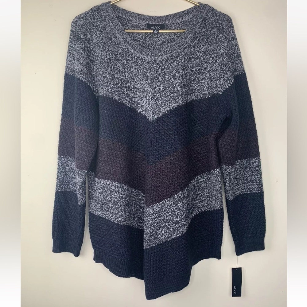 ALYX Asymmetrical Hem Striped Sweater, XL